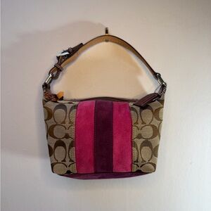 Coach Demi Baguette Jacquard Signature Suede Bag  1598